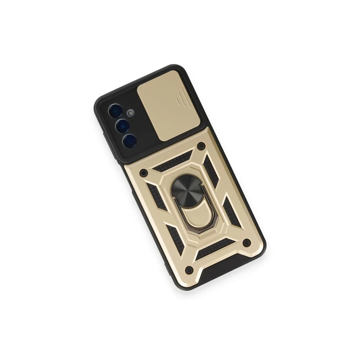 Samsung Galaxy M14 5G Kılıf Pars Lens Yüzüklü Silikon - Gold görsel 4
