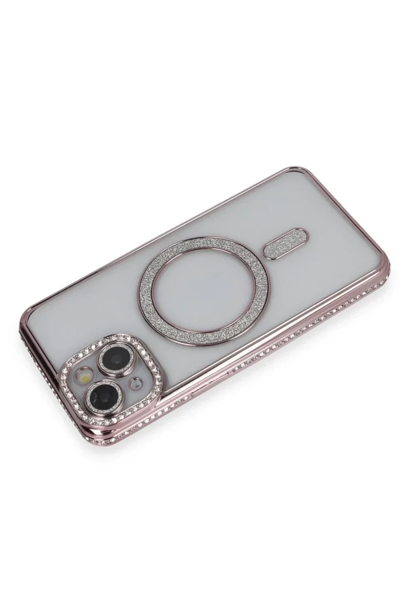 Apple iPhone 13 Kılıf Joke Simli Magneticsafe Kılıf - Pembe görsel 2