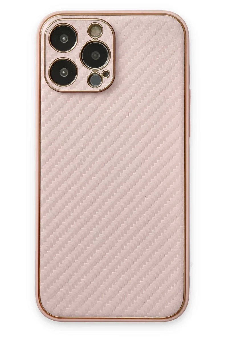 Apple iPhone 13 Pro Max Kılıf Coco Karbon Silikon - Pembe