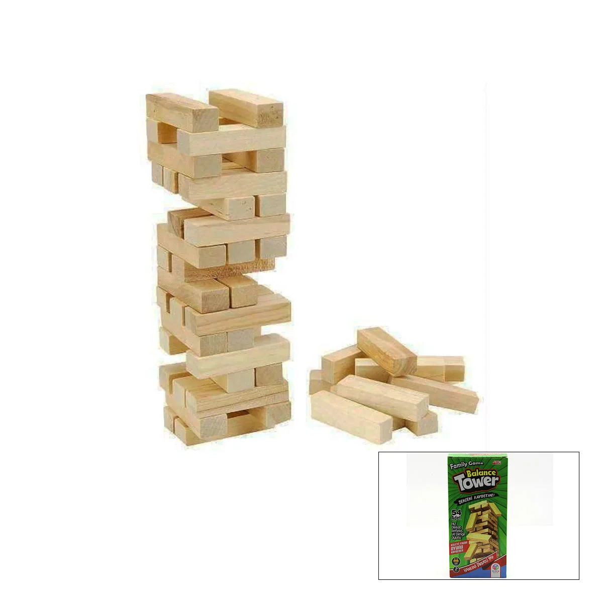 Ahşap Denge Oyunu 54 Parça (Jenga) görsel 2