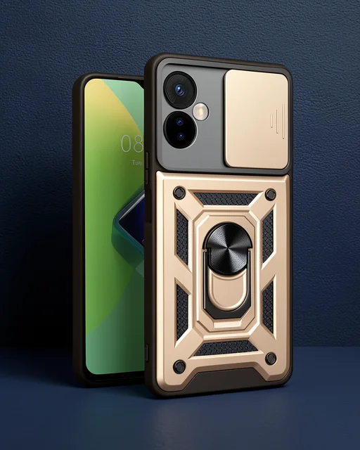 İnfinix Hot 30 4g Kılıf Pars Lens Yüzüklü Silikon - Gold