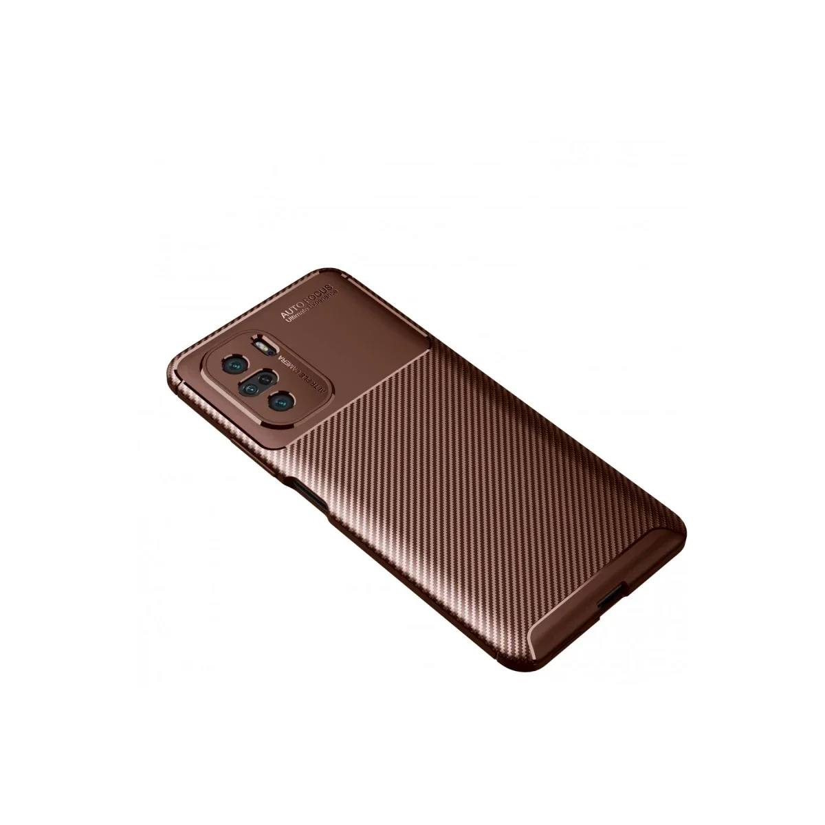 Xiaomi Poco F3 Kılıf Auto Focus Karbon Kapak - Kahverengi görsel 2