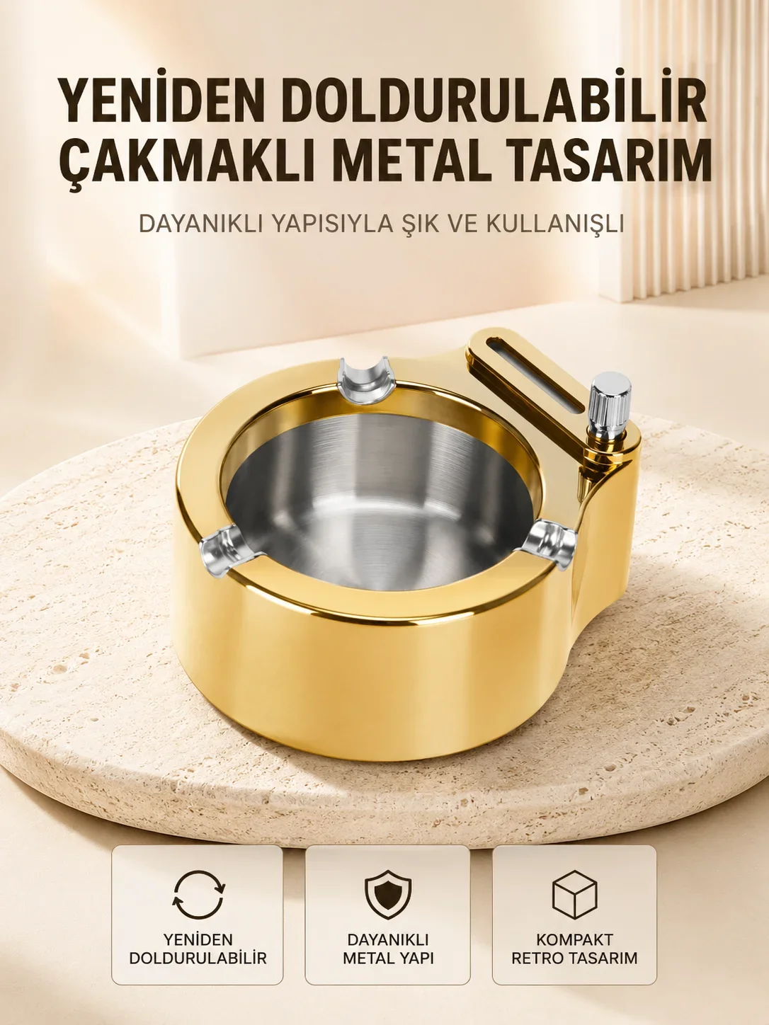Duman ve Koku Giderici Hava Tezleyici Küllük 2 Katmanlı Filtreli