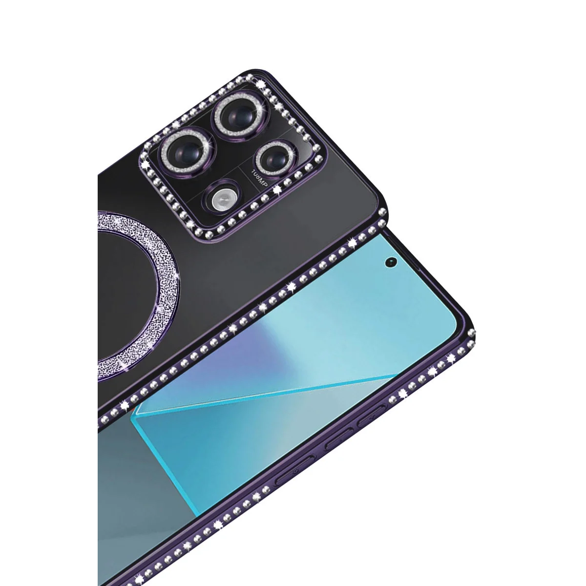 Xiao Red Note 13 Pro 4g Joke Simli Magneticsafe Kılıf - Derin Mor görsel 2