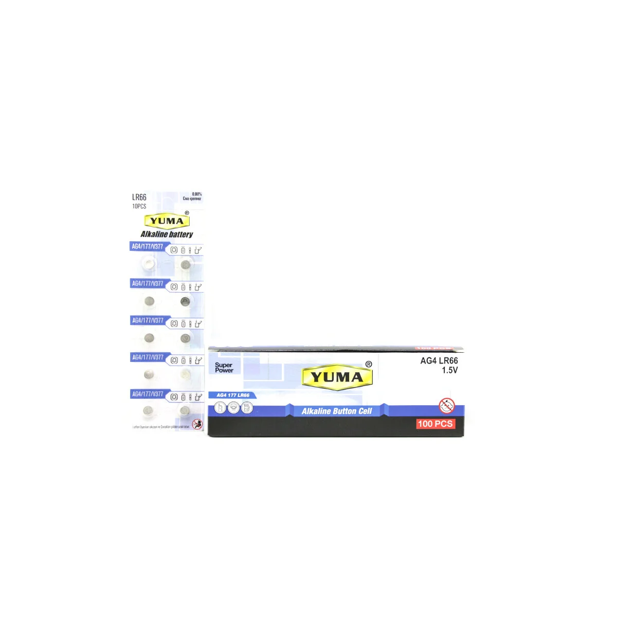 AG4 LR-66 Düğme Pil Alkalin 1.5V 10LU Kart YM-9AG4