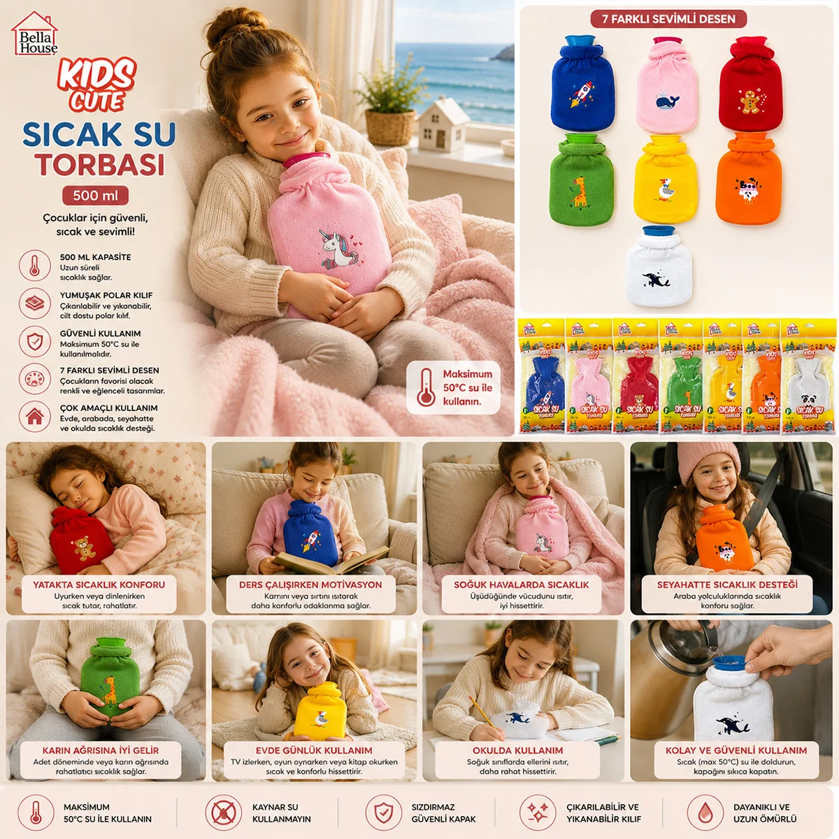 500 ml Çocuk Polar Sıcak Su Torbası ( 1 Adet) görsel 4