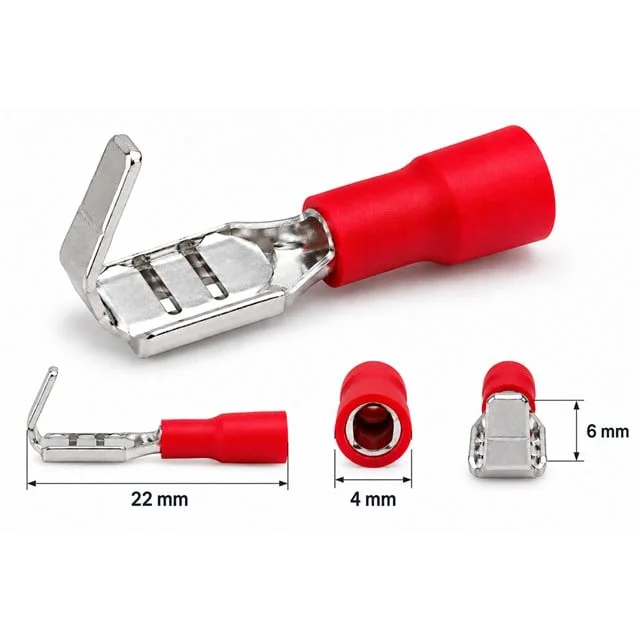 PM-39066 0,5-1,5mm2 Kesit 23x5x6mm Soket Kırmızı İzoleli Kablo Pabucu (100’lüPaket) görsel 2