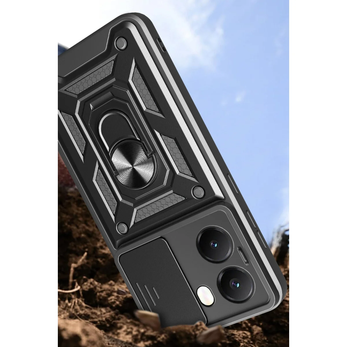 Xiao Poco X7 Pro Kılıf Pars Lens Yüzüklü Silikon - Siyah görsel 5