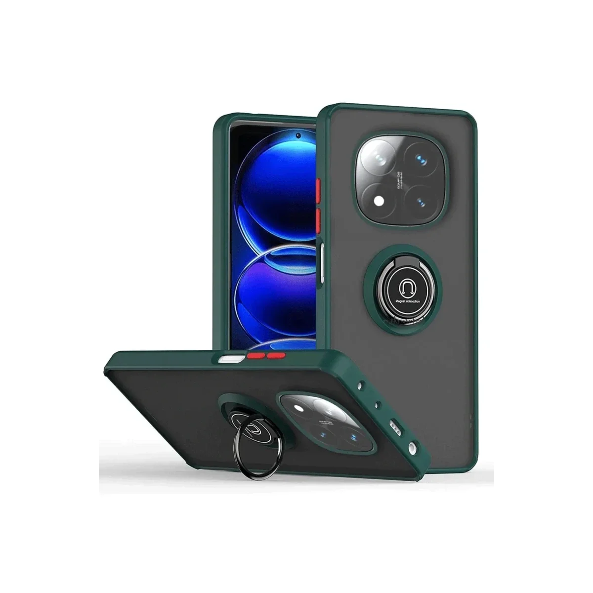 Xiaomi Redmi Note 14 Pro 4G Kılıf Montreal Yüzüklü Silikon Kapak - Yeşil