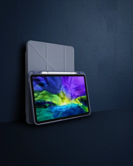 Apple İpad Pro 11 (2021) Kılıf Kalemlikli Hugo Tablet Kılıfı - Lila