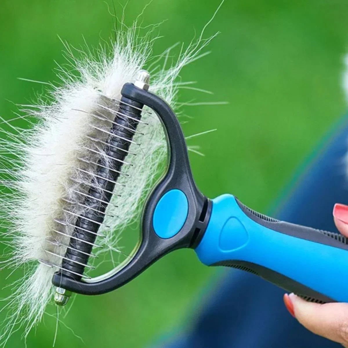 Plastik Saplı Metal Kedi Köpek Bakım Kıtık Tüy Topak Açıcı Tarak görsel 2