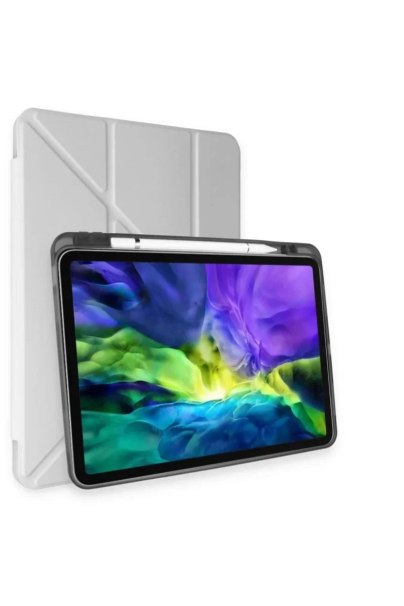 Apple iPad Pro 11 (2024) Kılıf Kalemlikli Mars Tablet Kılıfı - Gri