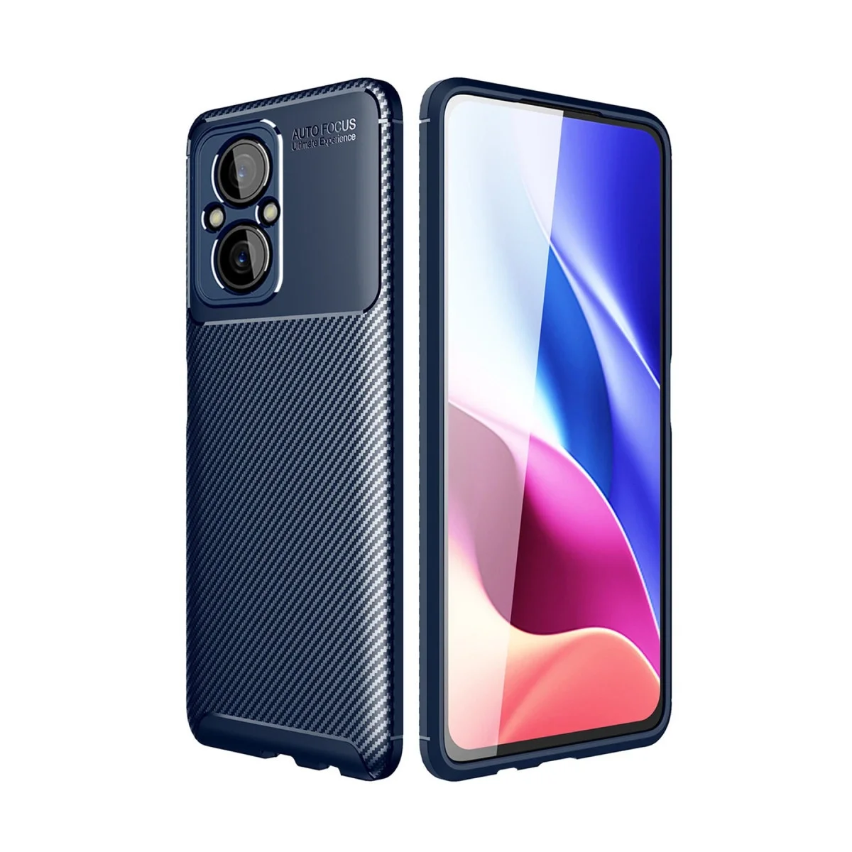 Xiao Poco M5 Kılıf Auto Focus Karbon Kapak - Lacivert