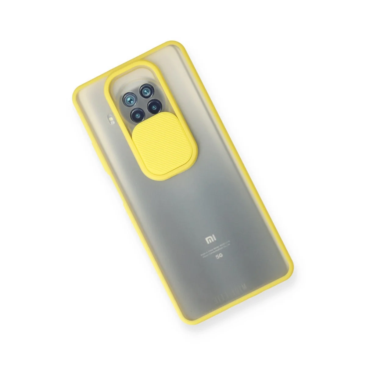 Xiaomi Mi 10t Lite Kılıf Palm Buzlu Kamera Sürgülü Silikon - Sarı görsel 3