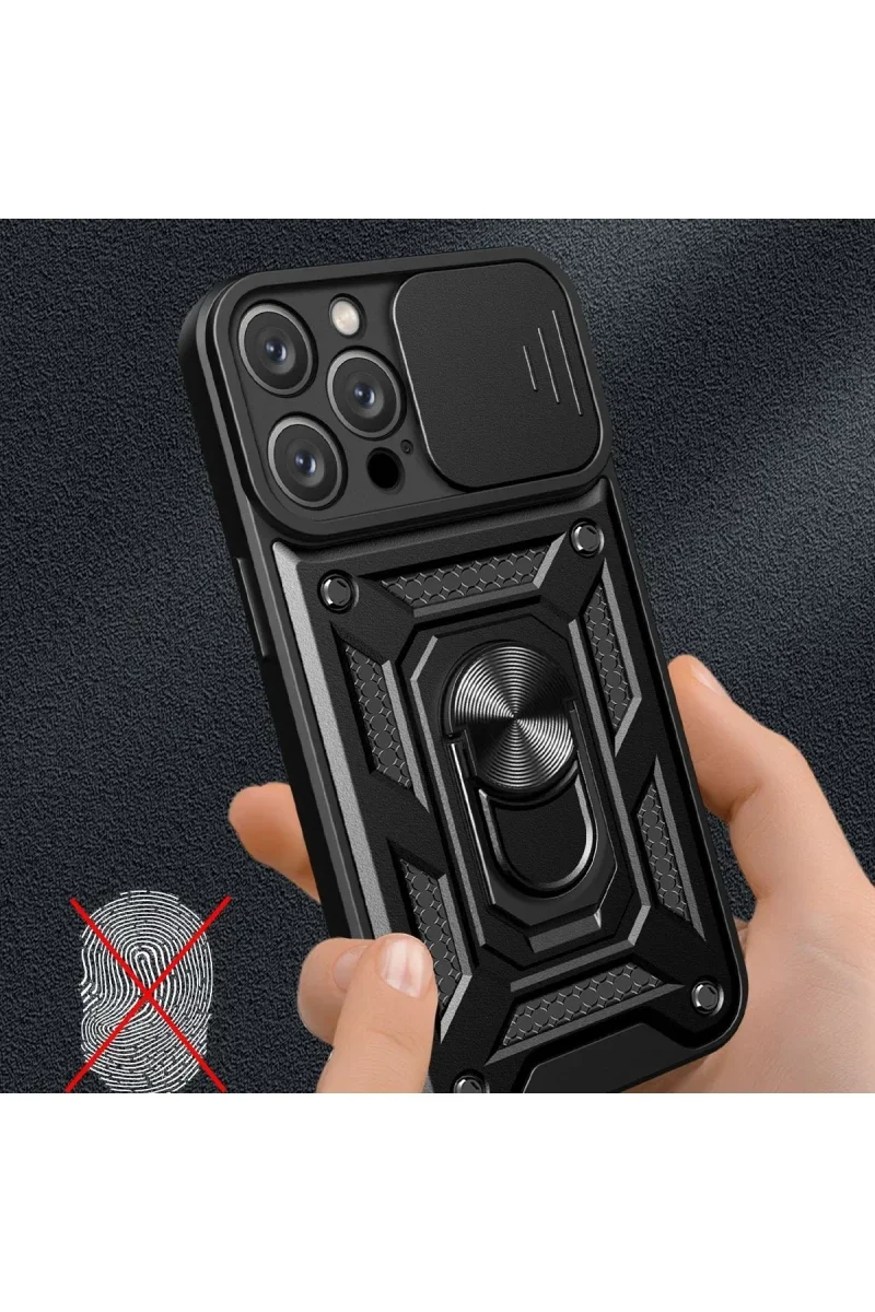 Apple iPhone 16 Pro Max Kılıf Pars Lens Yüzüklü Silikon - Kırmızı görsel 3