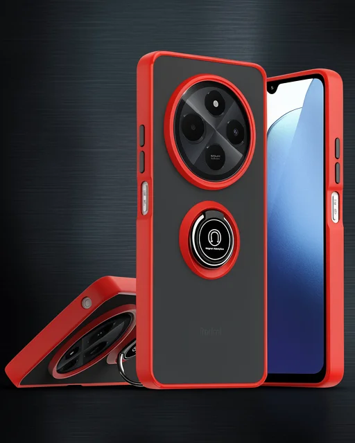 Realme C75 4g Kılıf Montreal Yüzüklü Silikon Kapak - Kırmızı