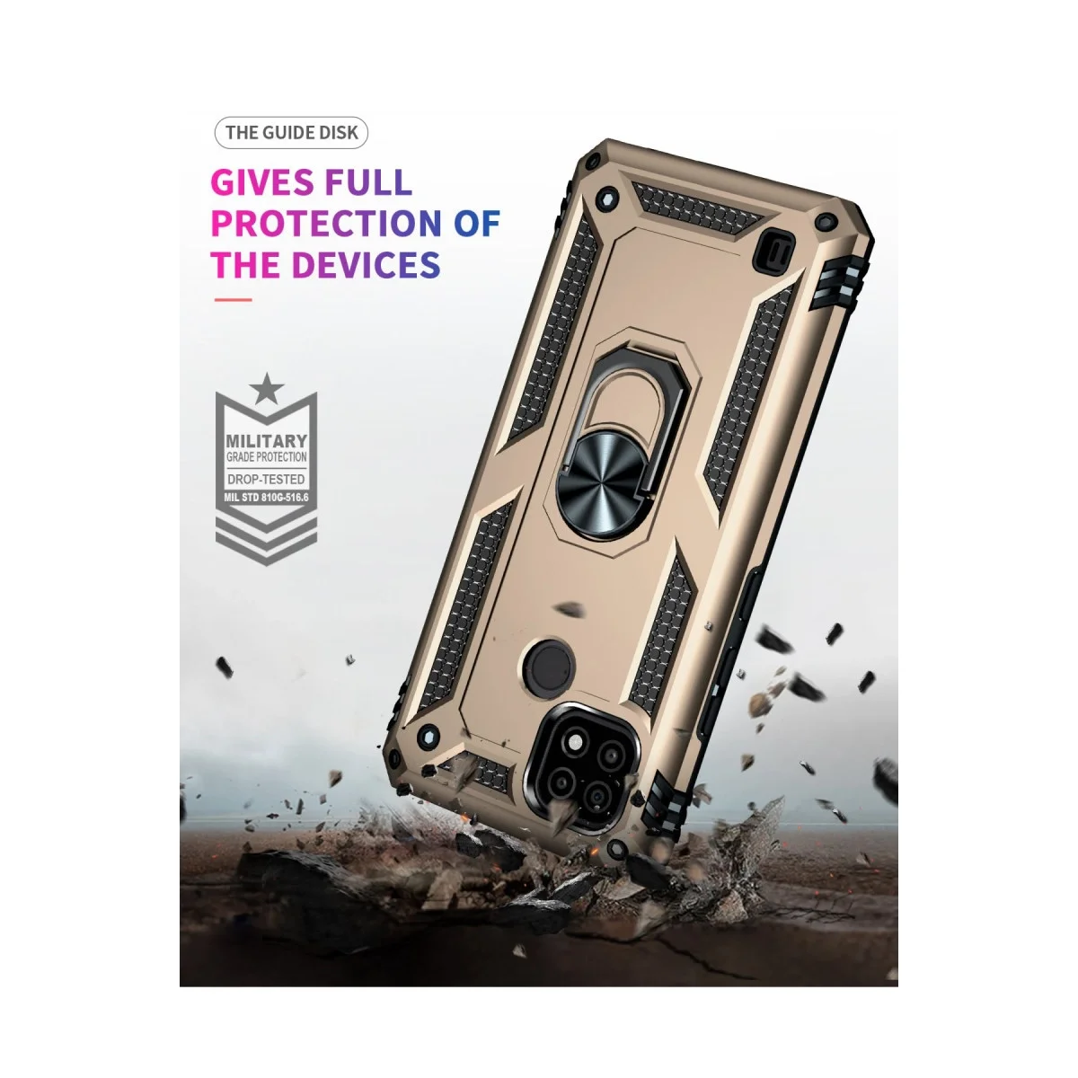 Realme C21 Kılıf Sofya Yüzüklü Silikon Kapak - Gold görsel 4