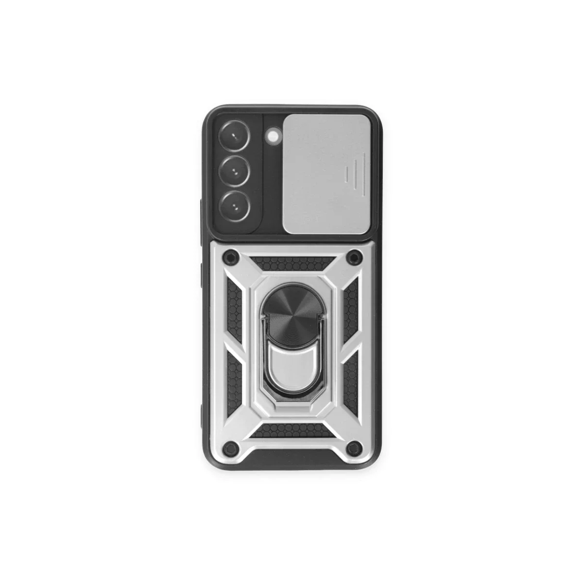 Samsung Galaxy S24 Kılıf Pars Lens Yüzüklü Silikon - Gümüş