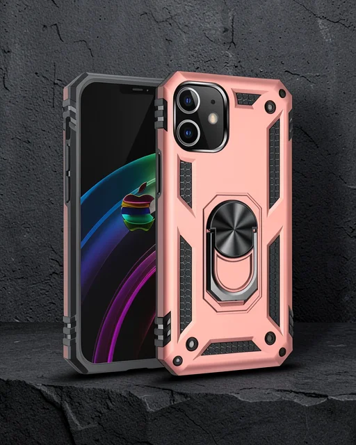 Apple İphone 12 Mini Kılıf Sofya Yüzüklü Silikon Kapak - Rose