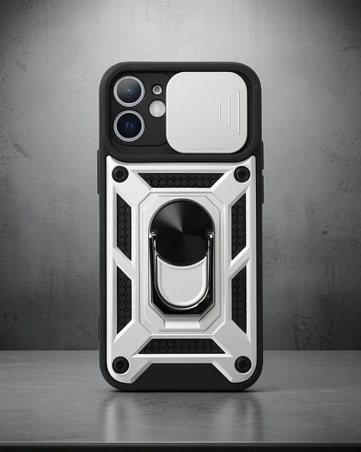 Apple İphone 11 Kılıf Pars Lens Yüzüklü Silikon - Gümüş