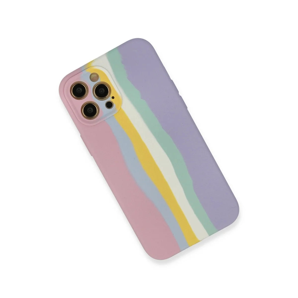 Apple İphone 12 Pro Max Kılıf Ebruli Lansman Silikon - Pembe-lila görsel 3