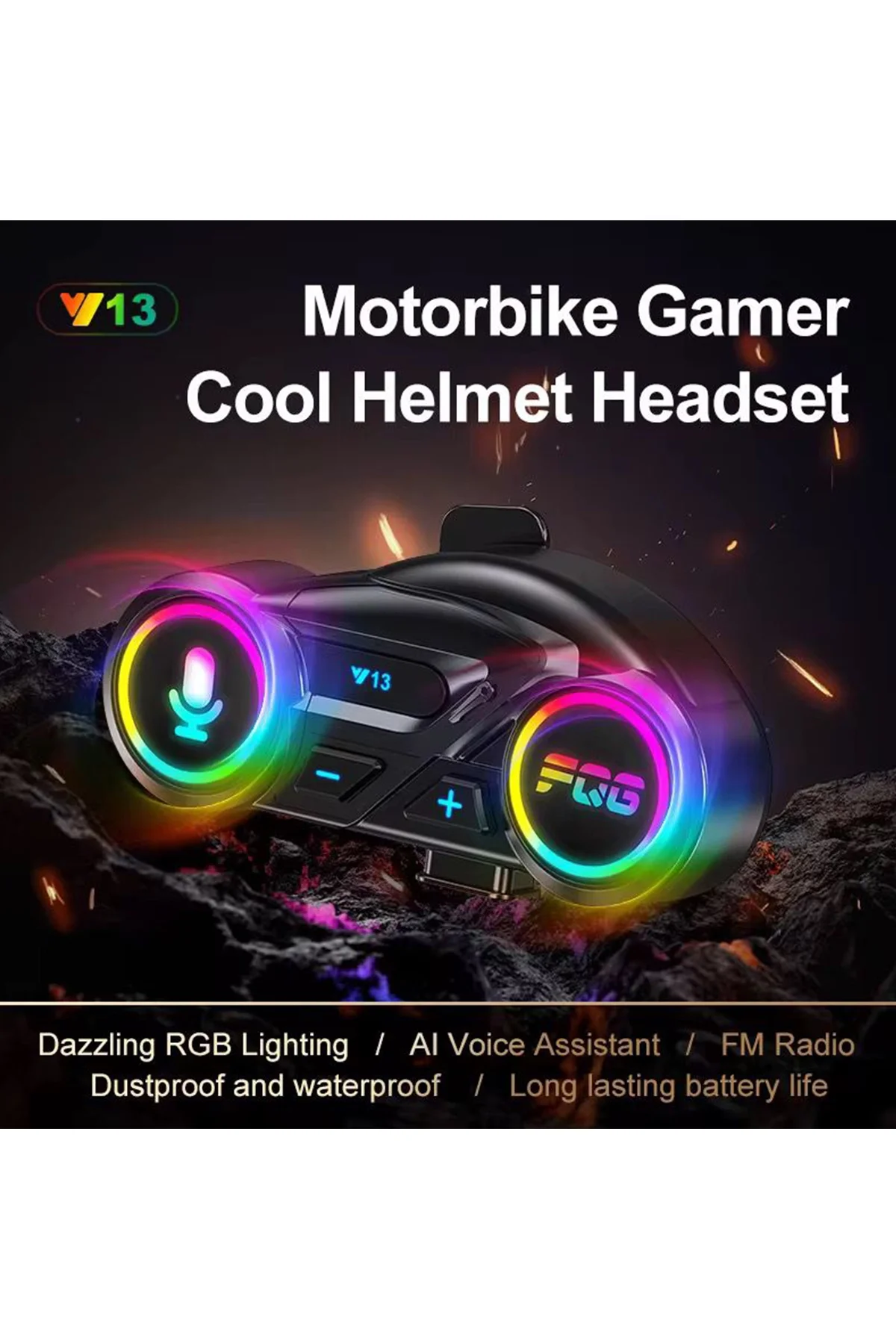 Y13 Motor Kask Kulaklık Rgb Modlu Radyolu Motosiklet Kulaklık 5.3 Bluetooth Intercom görsel 5