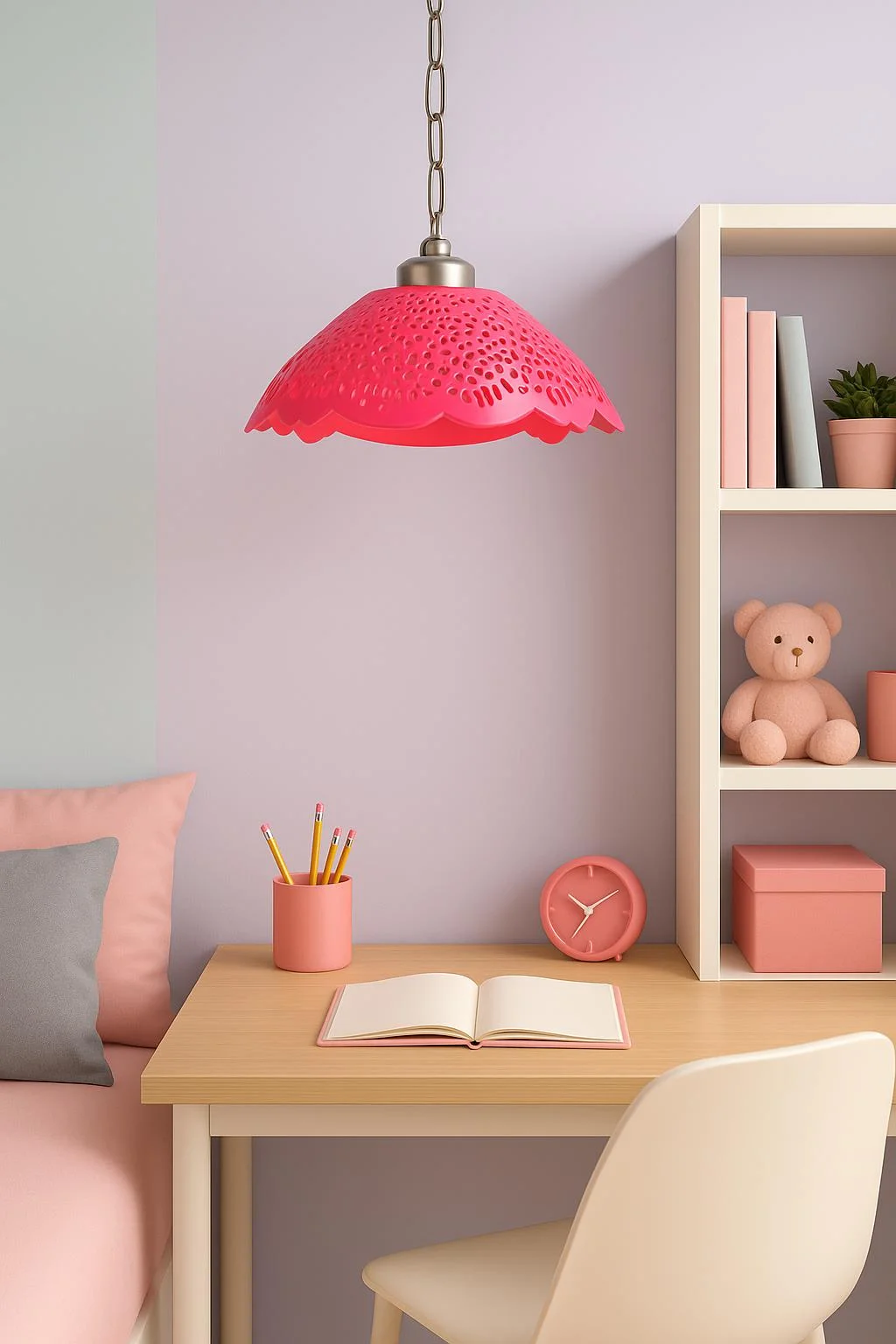 Fuşya Akrilik Avize Soft Pembe Modern Aydınlatma 35x35x12 cm