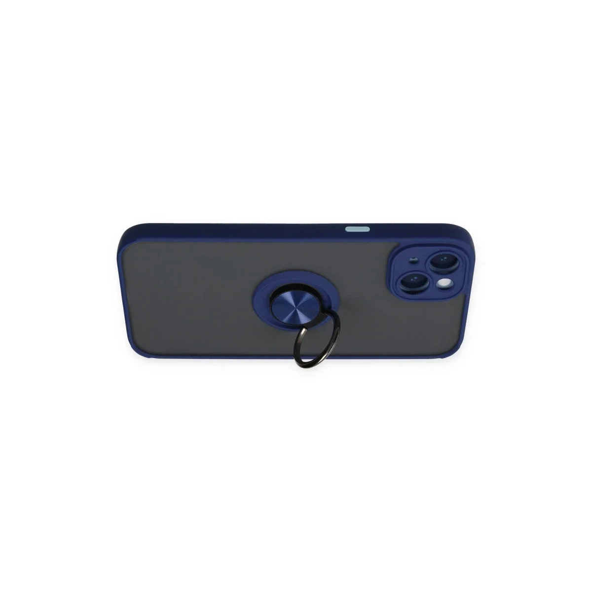Apple iPhone 14 Kılıf Montreal Yüzüklü Silikon Kapak - Lacivert görsel 4