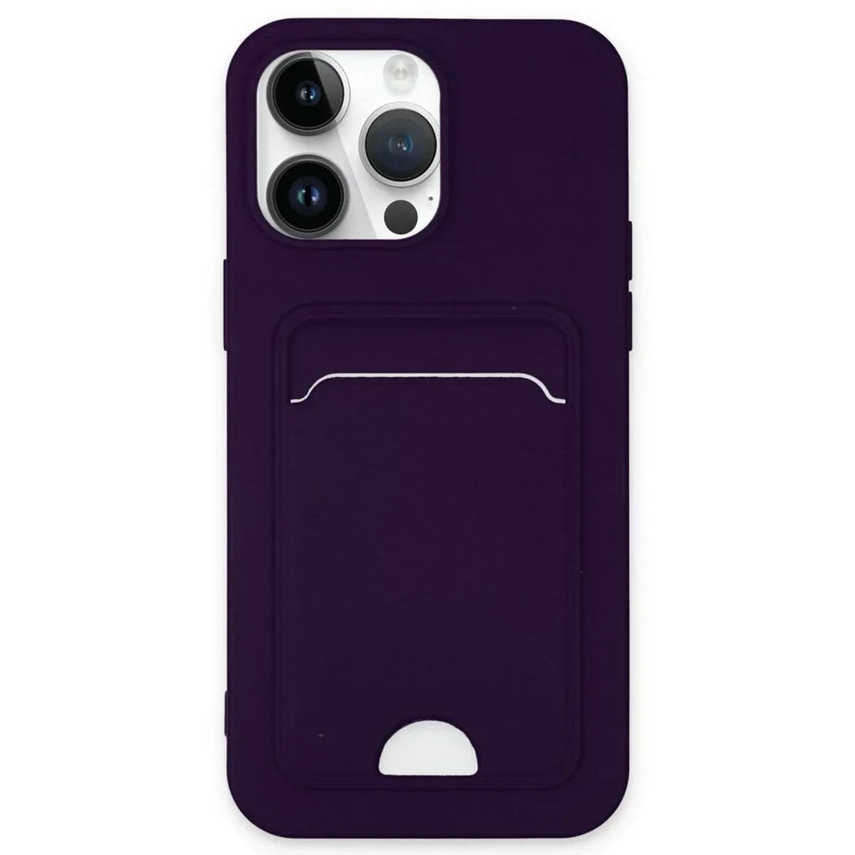 Apple iPhone 14 Pro Kılıf Kelvin Kartvizitli Silikon - Derin Mor