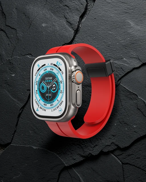 Apple Watch 42mm Kr412 Elegance Stylısh Kordon (saat Değildir) - Kırmızı