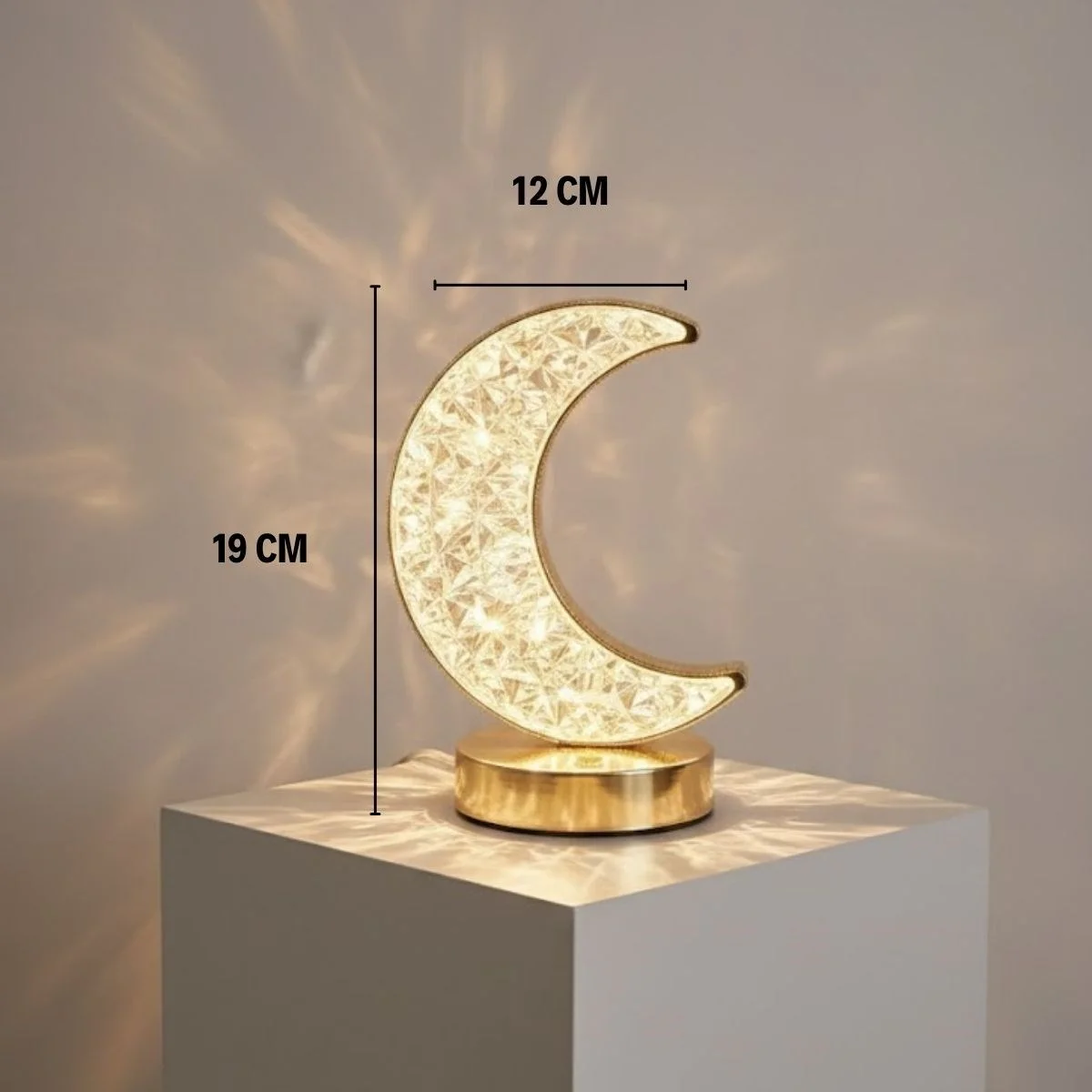Hilal AY Model Kristal LED Masa Lambası – Dokunmatik, 3 Renk Işık Modlu, Şarjlı ni Dekoratif Gece Lambası görsel 5