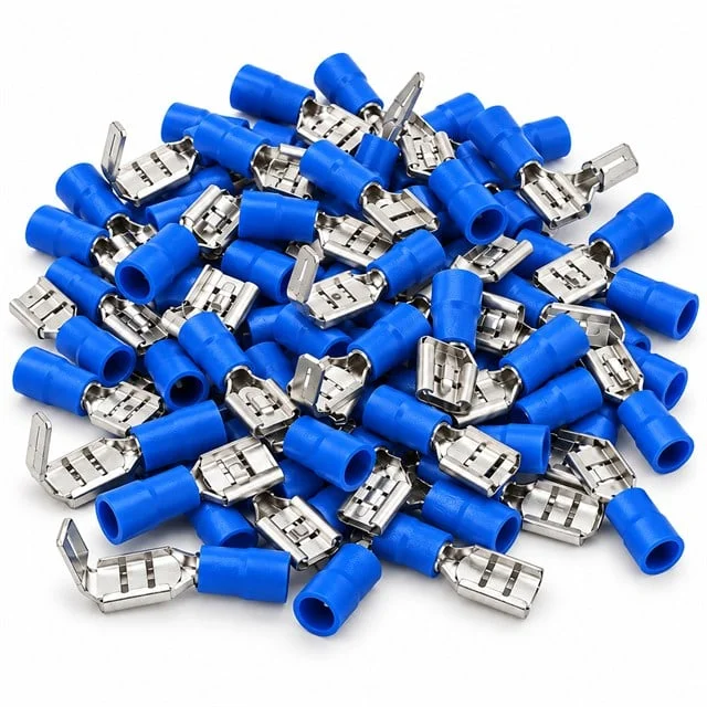 PM-39056 1,5-2,5mm2 Kesit 23x6x5mm Soket Mavi İzoleli Kablo Pabucu (100’lü Paket) görsel 2