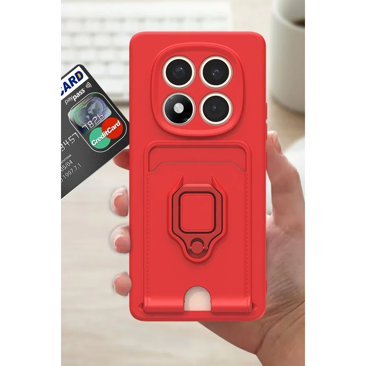 Xiaomi Redmi Note 14 Pro 4G Kılıf Zuma Kartvizitli Yüzüklü Silikon - Pembe görsel 2