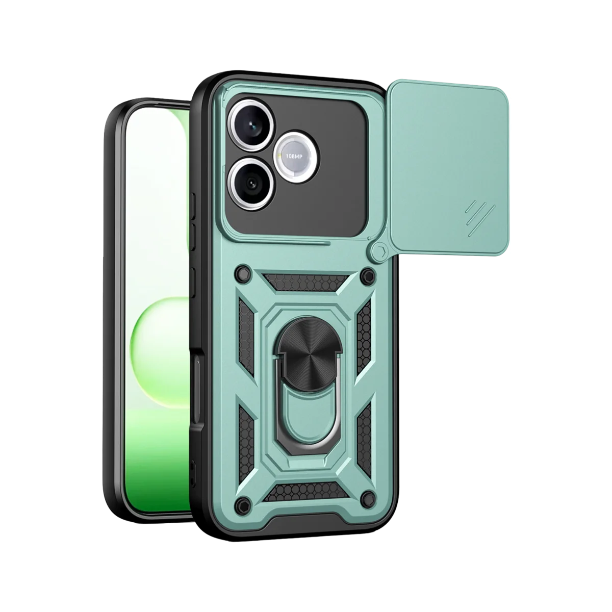 Huawei Honor 600 Lite Pars Lens Yüzüklü Silikon - Yeşil