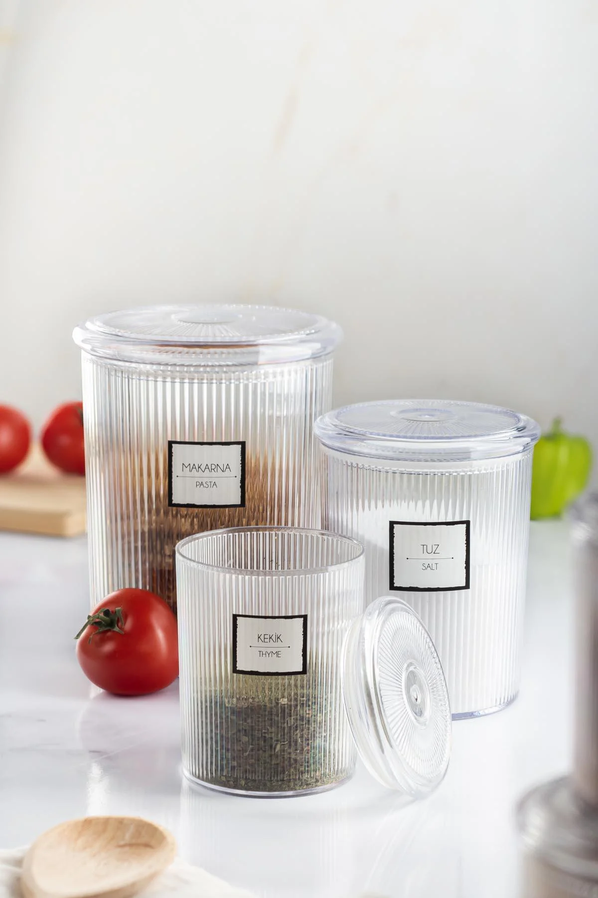12'li Barok Yuvarlak 3 Boy Kavanoz Seti & Saklama Kabı & Erzak Kabı (4*2000 ML, 4*1000 ML, 4*500 ML) görsel 3