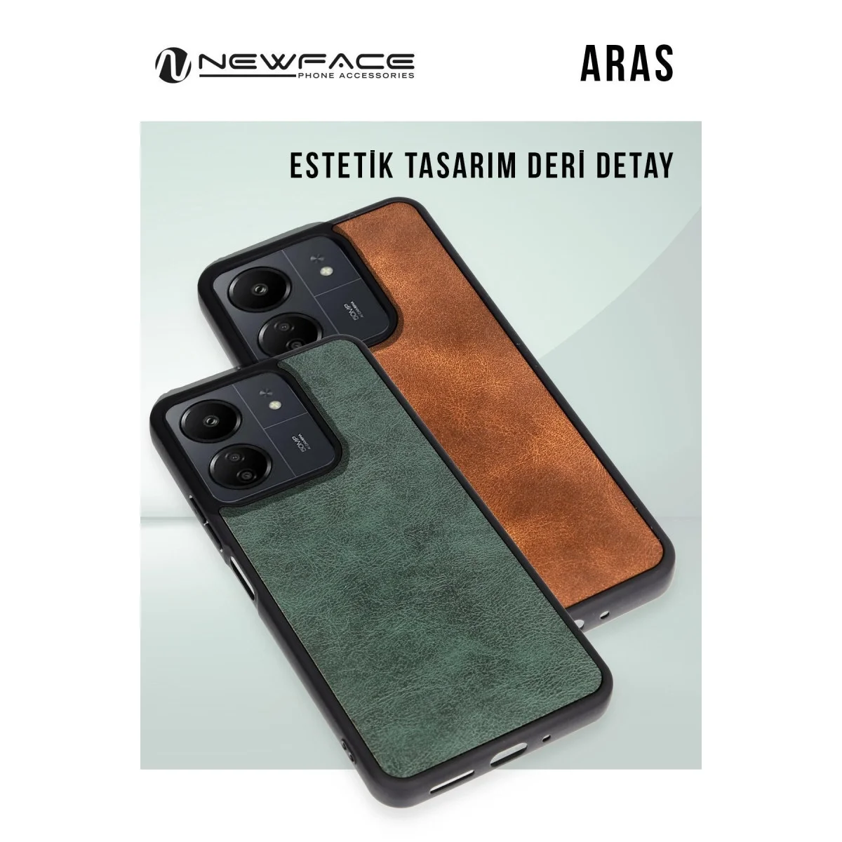 Realme C65 Kılıf Aras Deri Kapak - Kırmızı görsel 3