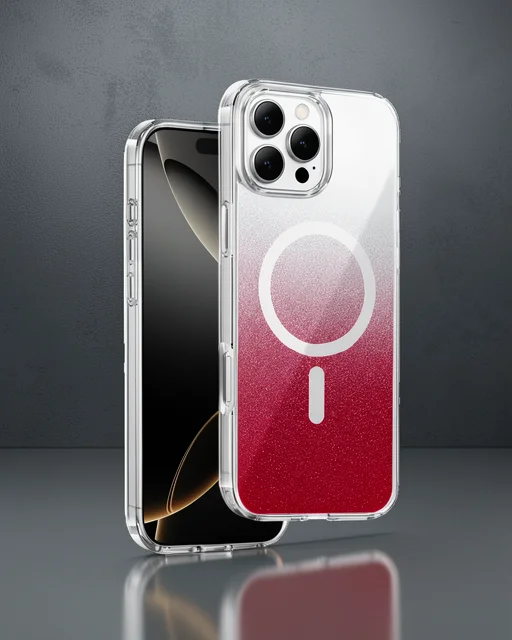 Onegif Apple İphone 16 Pro Max Sora Simli Magsafe Kapak - Kırmızı