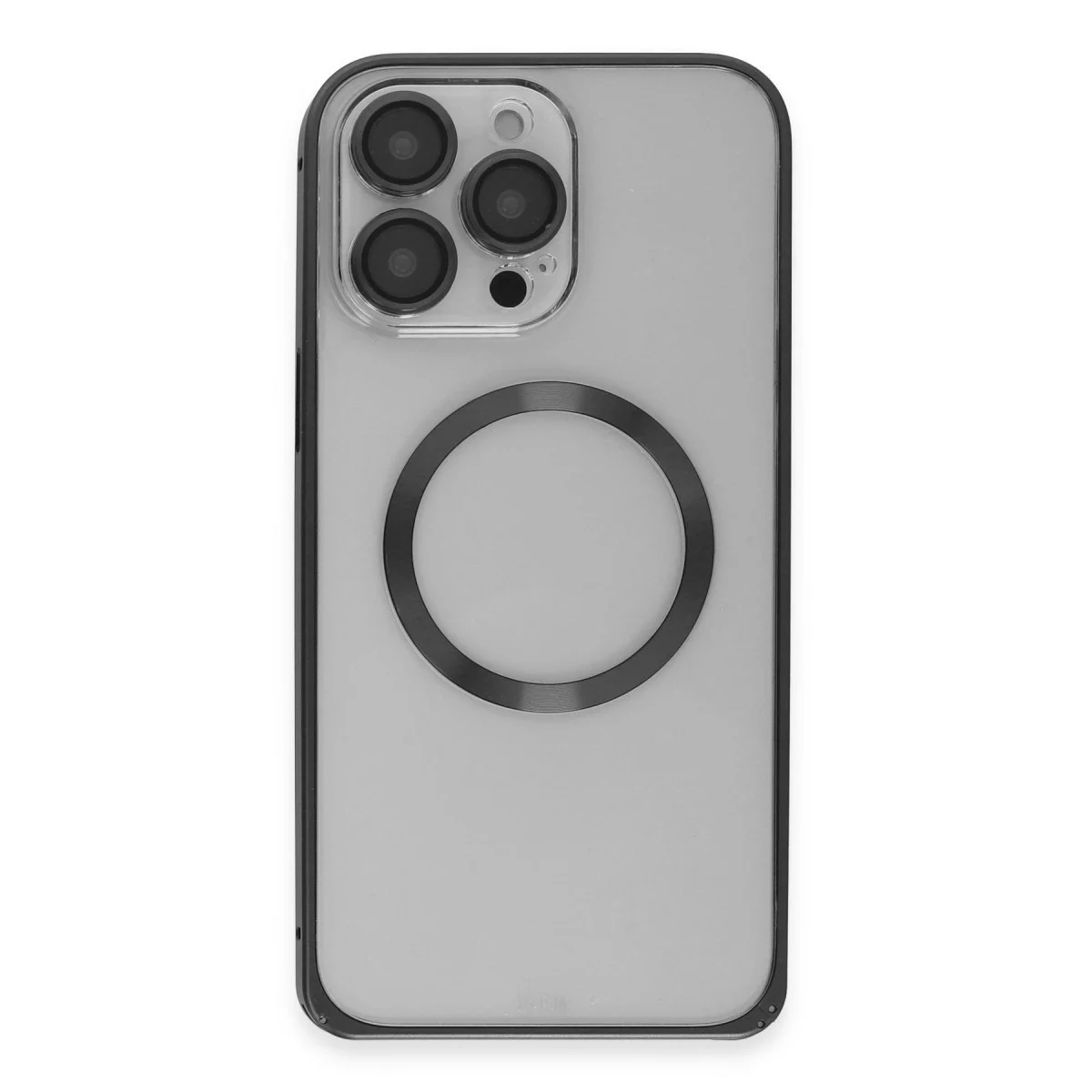 Joko Apple İphone 15 Pro Max Kılıf Metal Bumper Magneticsafe Kapak - Siyah görsel 2