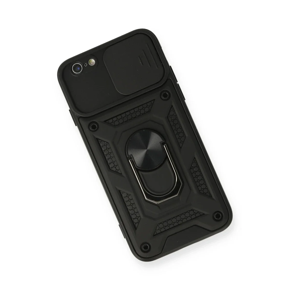 Apple iPhone 6 Kılıf Pars Lens Yüzüklü Silikon - Siyah görsel 3
