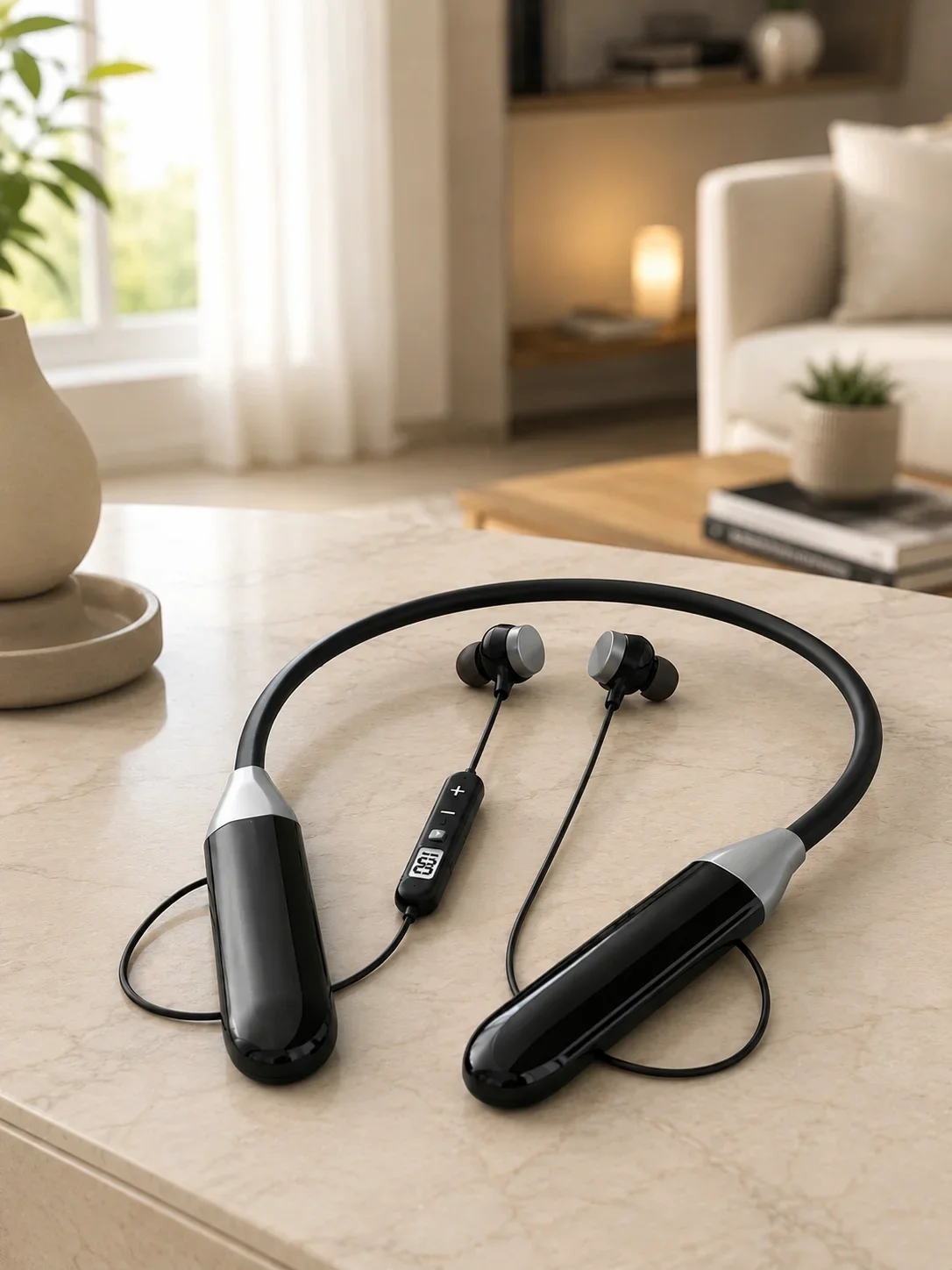 Spor İçin Bluetooth Boyun Kulaklığı krofonlu Kablosuz Kulak İçi Müzik ve Telefon Kulaklığı görsel 2