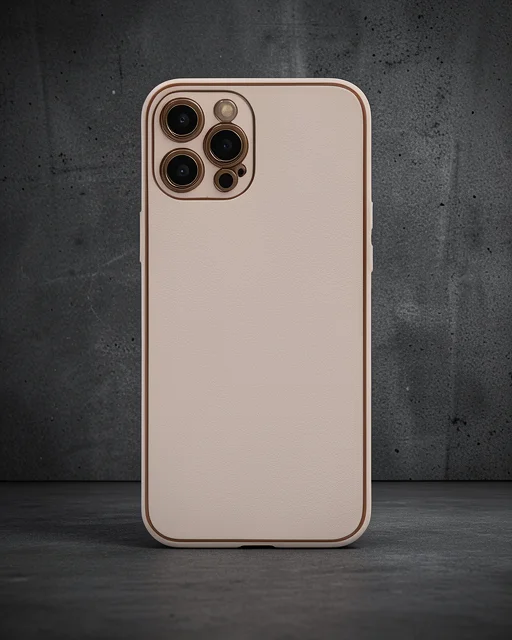 Apple İphone 12 Pro Max Kılıf Coco Deri Silikon Kapak - Pudra