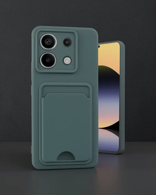 Xiaomi Redmi Note 13 Pro 5g Kılıf Kelvin Kartvizitli Silikon - Koyu Yeşil