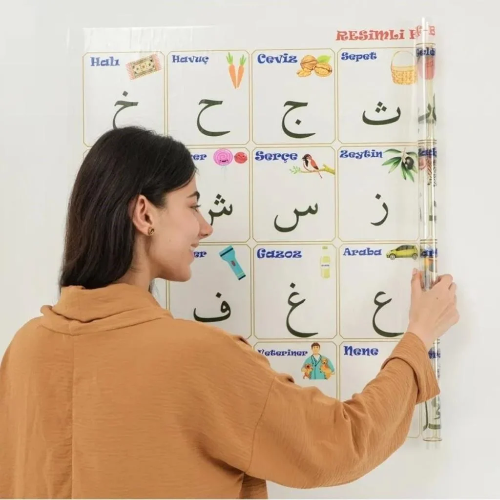70x100 cm Statik Kağıt Elif-Ba Öğrenme Tahtası görsel 4