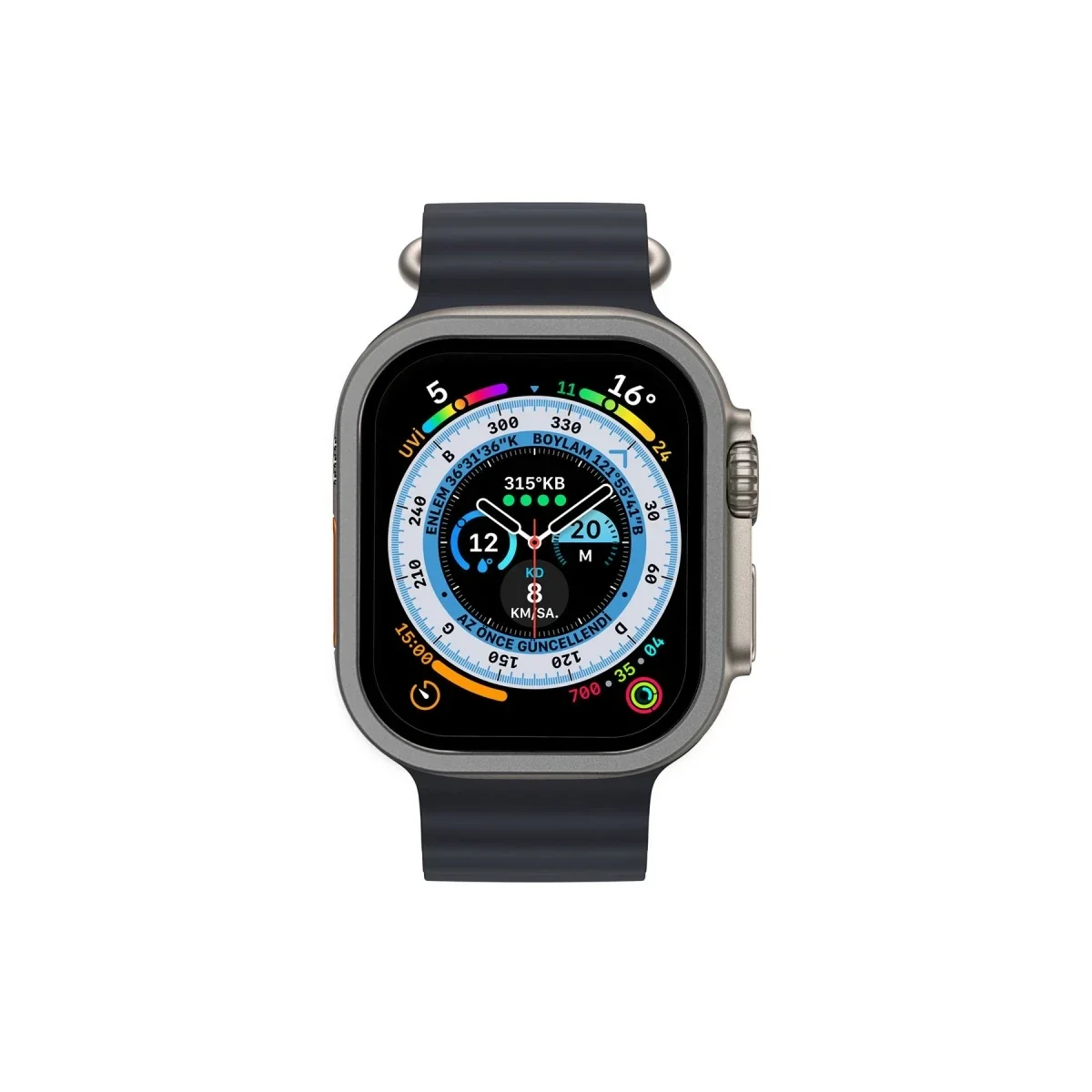 Apple Watch Ultra 49mm Alüminyum Kasa Cam Ekran Koruyucu - Gri görsel 3