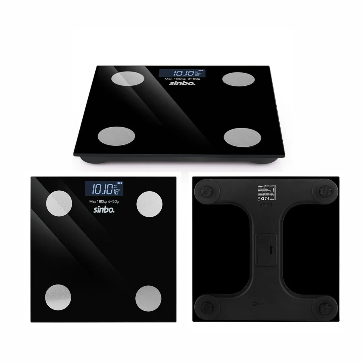 Dijital - Pilli Cam Banyo Baskülü Lcd Ekran - Sıcaklık Göstergeli 180KG/50GR 28X28CM SBS-4466