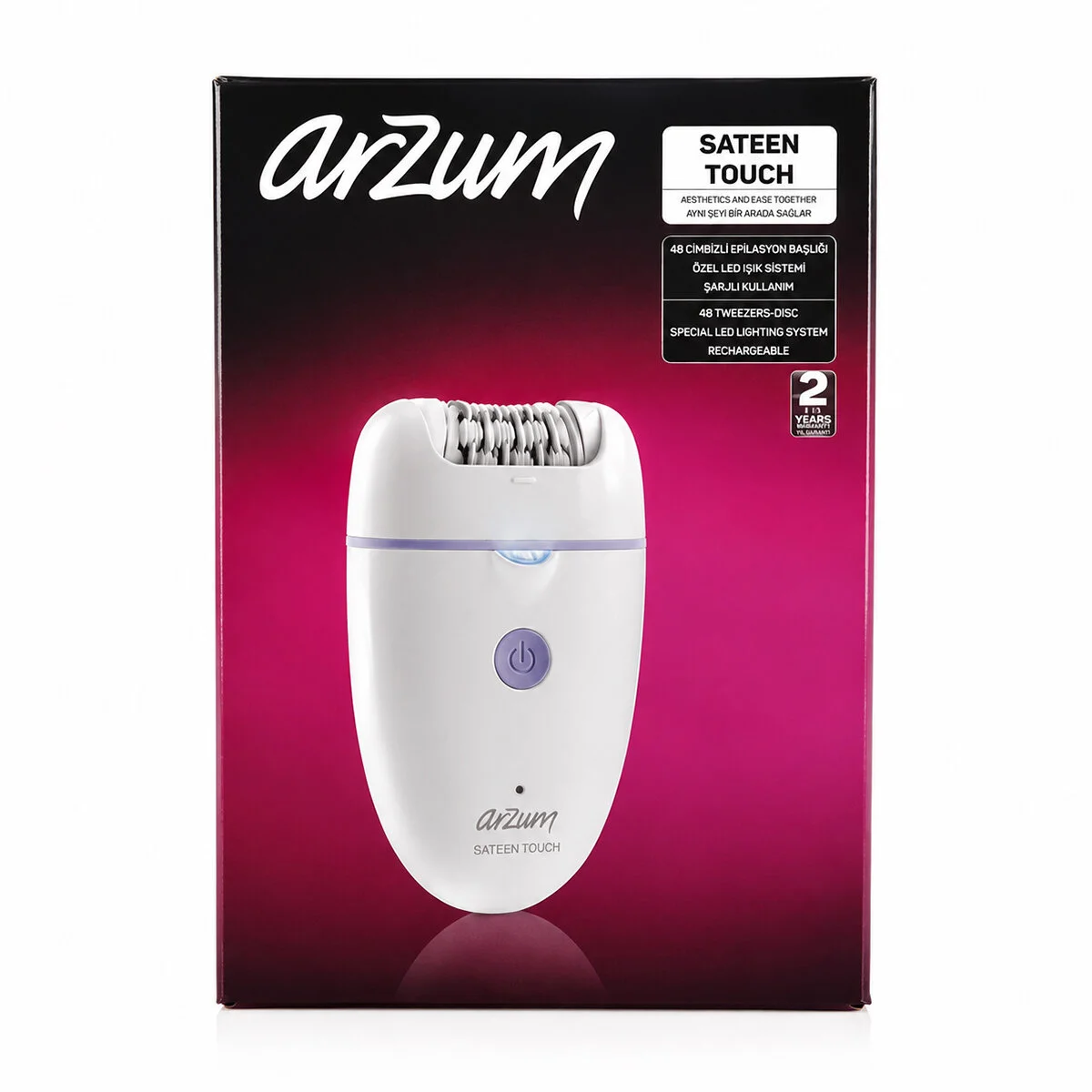 Epilatör Epilasyon Cihazı 48 Cımbız Manyetik Başlık Led Işık Sistem - Hızlı Şarj AR5173-02 görsel 3
