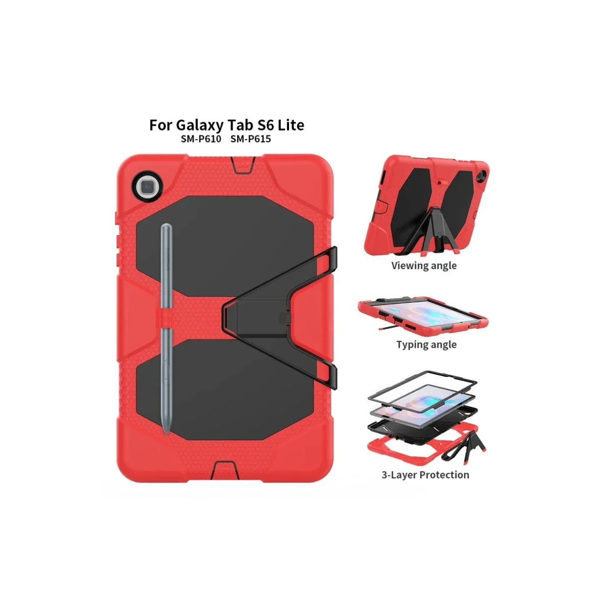 Samsung Galaxy P610 Tab S6 Lite 10.4 Kılıf Griffin Tablet Kapak - Kırmızı görsel 4
