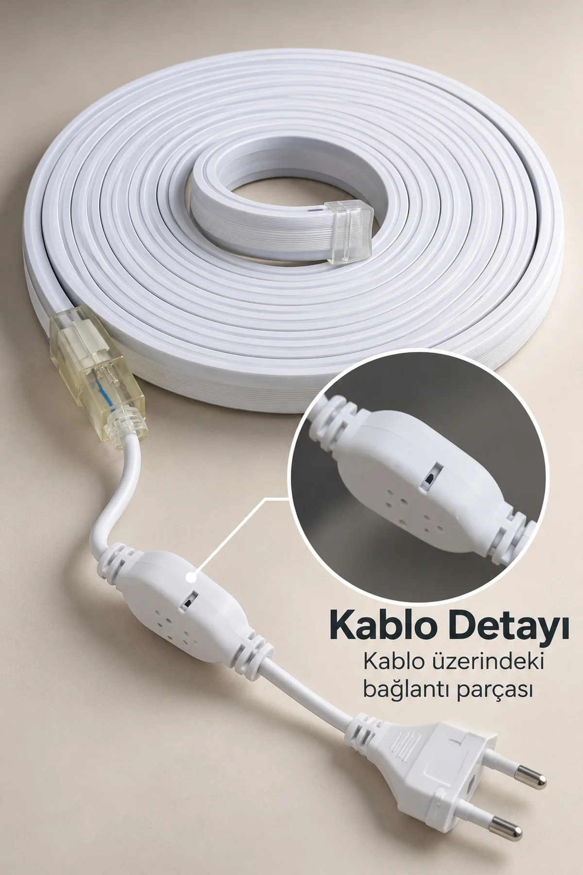 Şerit Aydınlatma Beyaz Işıklı İki Pimli Fişli Model
