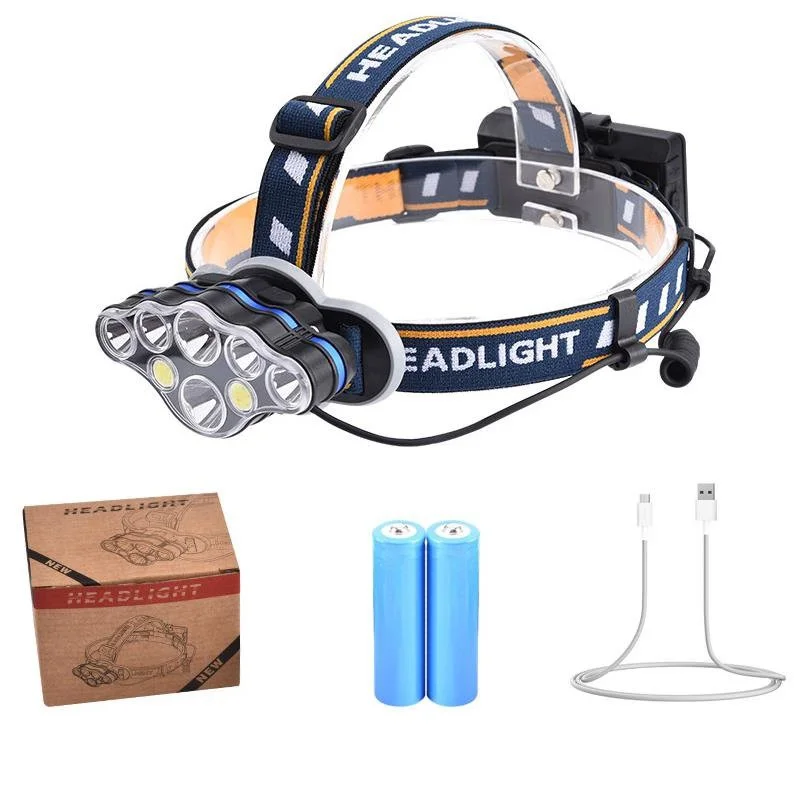 PS-888 Güçlü USB Şarj Edilebilir Profesyonel 8 Mod 6000 Lümen 8 LED Su Geçirmez Kafa Feneri görsel 2