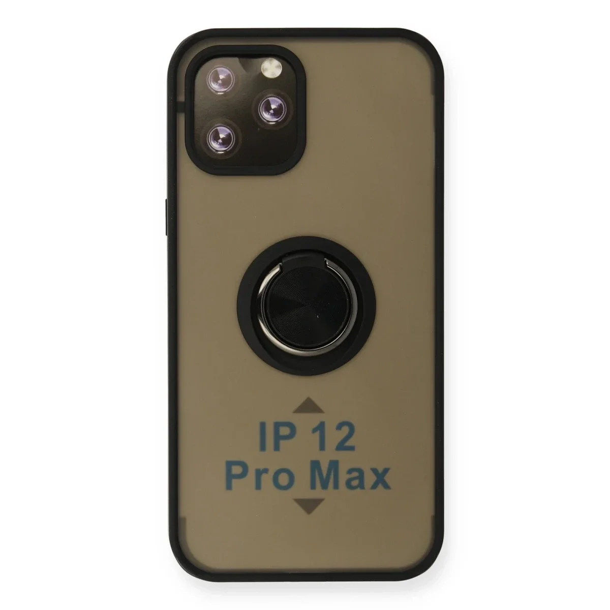 Apple iPhone 12 Pro Kılıf Montreal Yüzüklü Silikon Kapak - Siyah